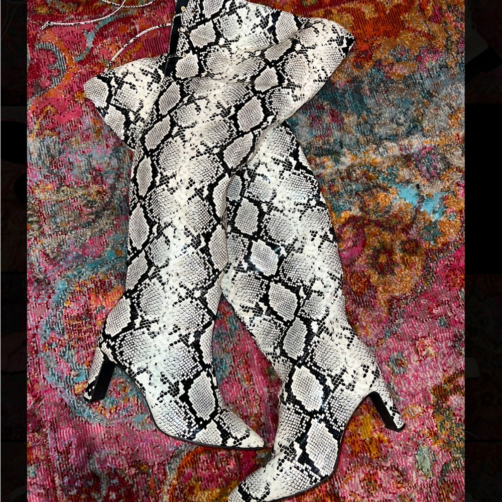 Plus size Nadia x FTF Thigh-High Snakeskin boots